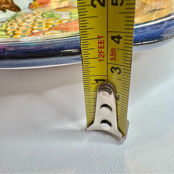 Vintage Signed 70’s Mexican Pottery Platter,  Red Clay, Hand Painted, Fish Beach - Picture 9 of 12